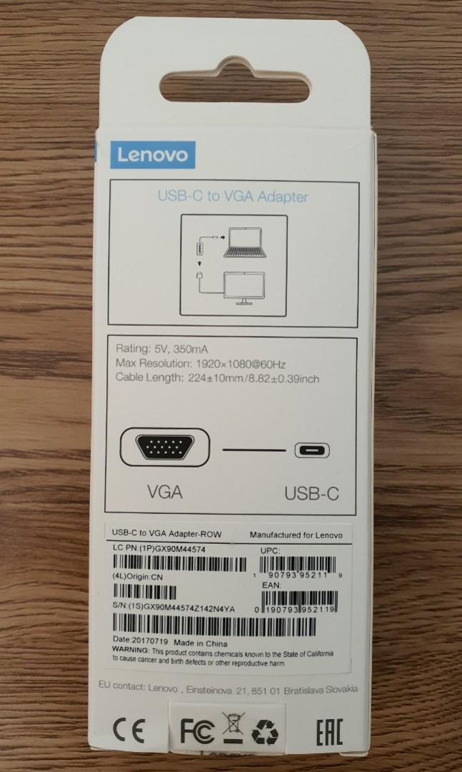 Lenovo USBC to VGA Adapter (Brand New), Computers & Tech, Parts