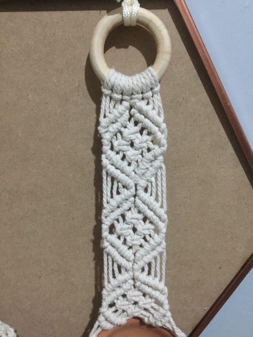 Macrame Plant Hanger with Pot (Category: Pots & Planters) located in Pasig City. Submitted by shophefty (Listing ID 1032484747, Image 3). Description: Macrame Plant Hanger with Pot Php 120/set Buy 2 sets, get 1 free feather macrame❣️ *plant hanger and pot only #wishlist9.