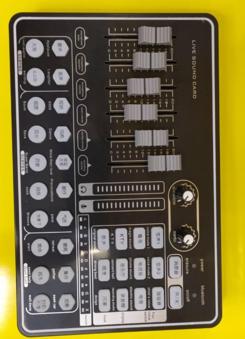Multi function sound card set (Category: Music Accessories) located in Singapore. Submitted by audiostyle (Listing ID 1032335296, Image 3). Description: READY STOCK ! ( COD ) Multi-function Microphone Sound Card USB Audio Live Broadcast Professional Mixer Audio Digital for dj , Karaoke ,game Microphone System Packing list : One Hard casing One condenser mic with cable One mic stand One sponge mic Cover One earphone Two audio cable One USB cable.