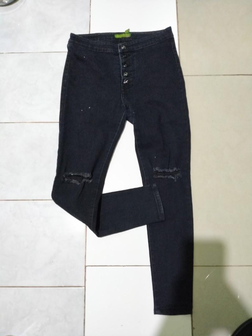 black high wasted ripped jeans