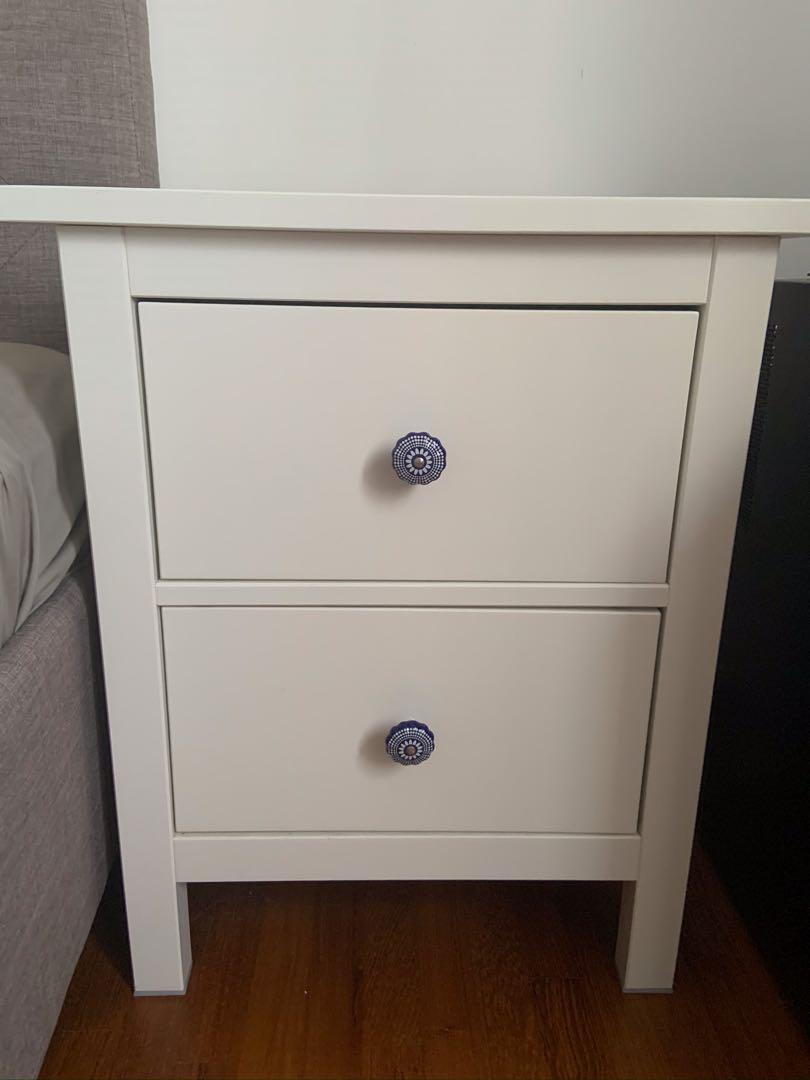 Two White Bedside Tables Furniture Shelves Drawers On Carousell