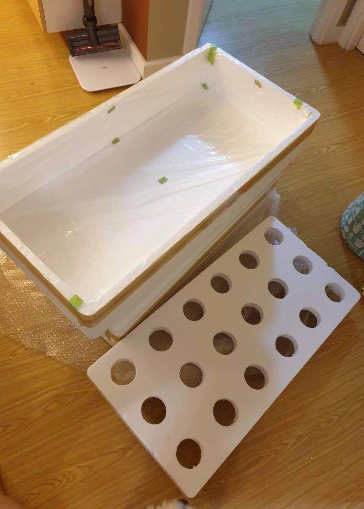 Styrogrow Box All-In! Styro Hydroponics Grow Box w/ 18 Holes & 19 Cups w/ slits ...