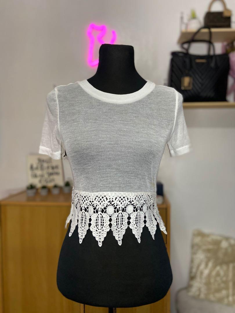 White see through top (Category: Others Tops) located in San Jose del Monte. Submitted by _ecjc (Listing ID 1032449915, Image 1). Description: M-L.