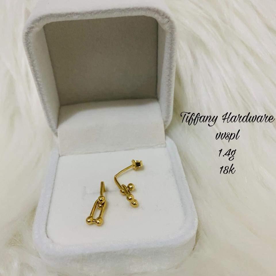 18k Tiffany Hardware Earrings, Women's Fashion, Jewelry & Organizers