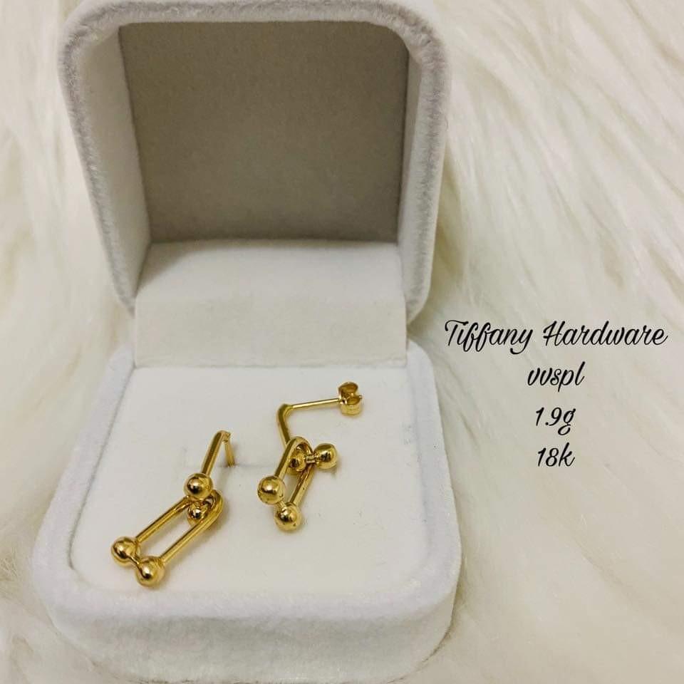 18k Tiffany Hardware Earrings, Women's Fashion, Jewelry & Organizers