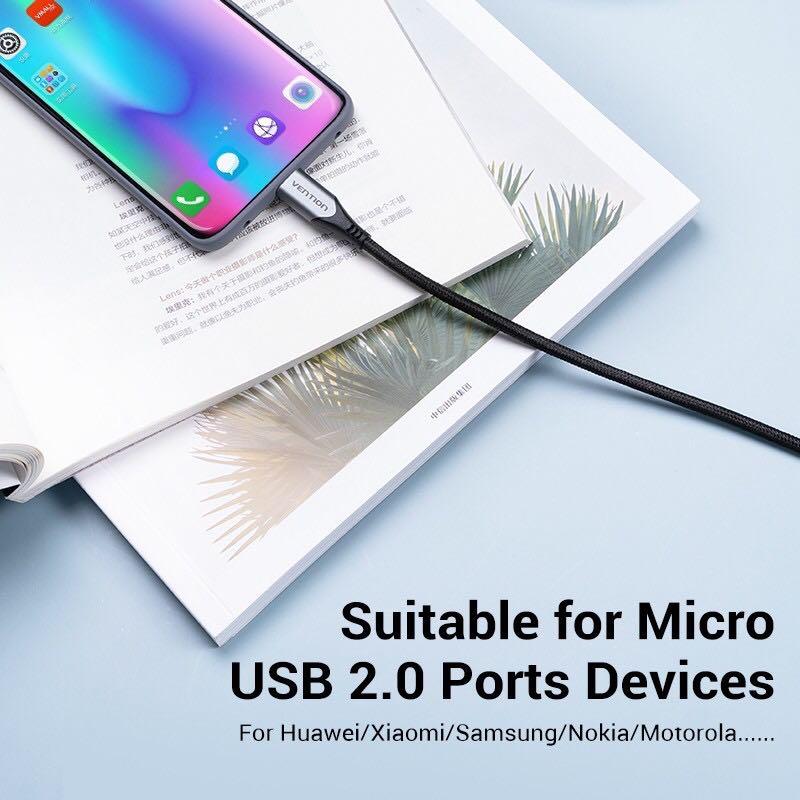 Vention Micro USB Cable Android Charger 1m 3A USB 2.0 Fast Charging Data Sync Cord