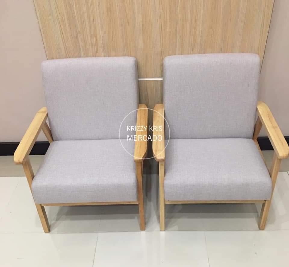 2pcs Upholstered Timber Chair Furniture Home Living