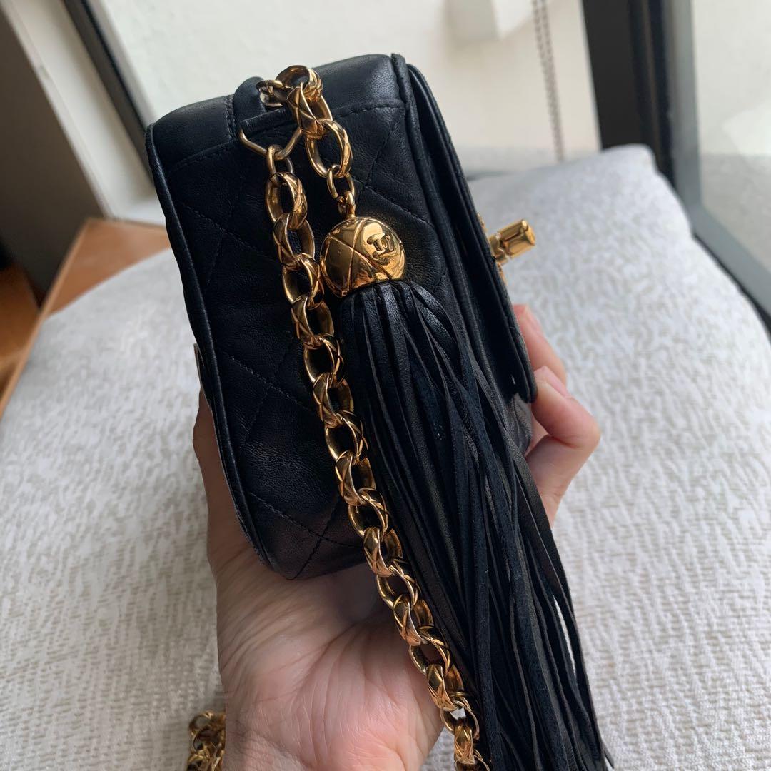 AUTHENTIC CHANEL Mini Camera Tassel Bag with Bijoux Chain, Luxury