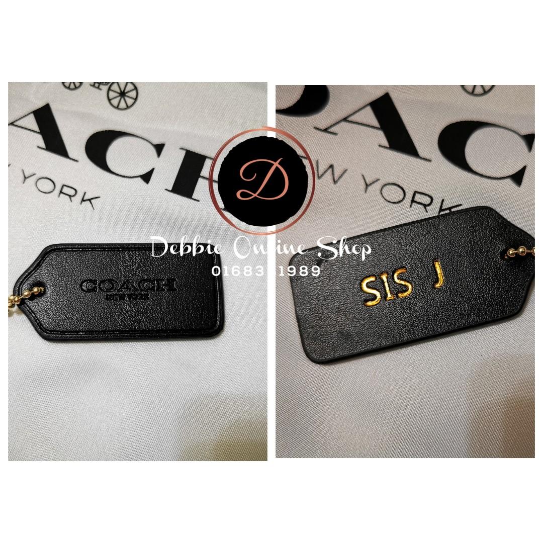 Coach bag name tag clearance