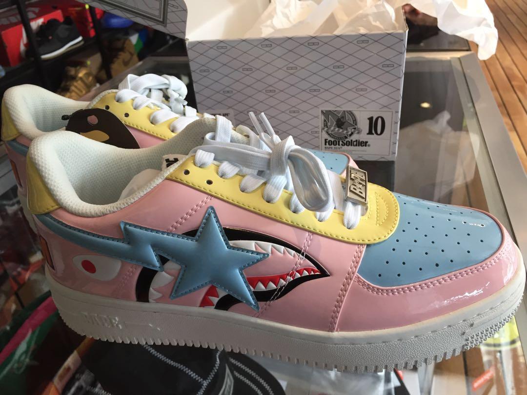 A Bathing Ape Bapesta Shark Low Men Pink Japan 20th Anniversary