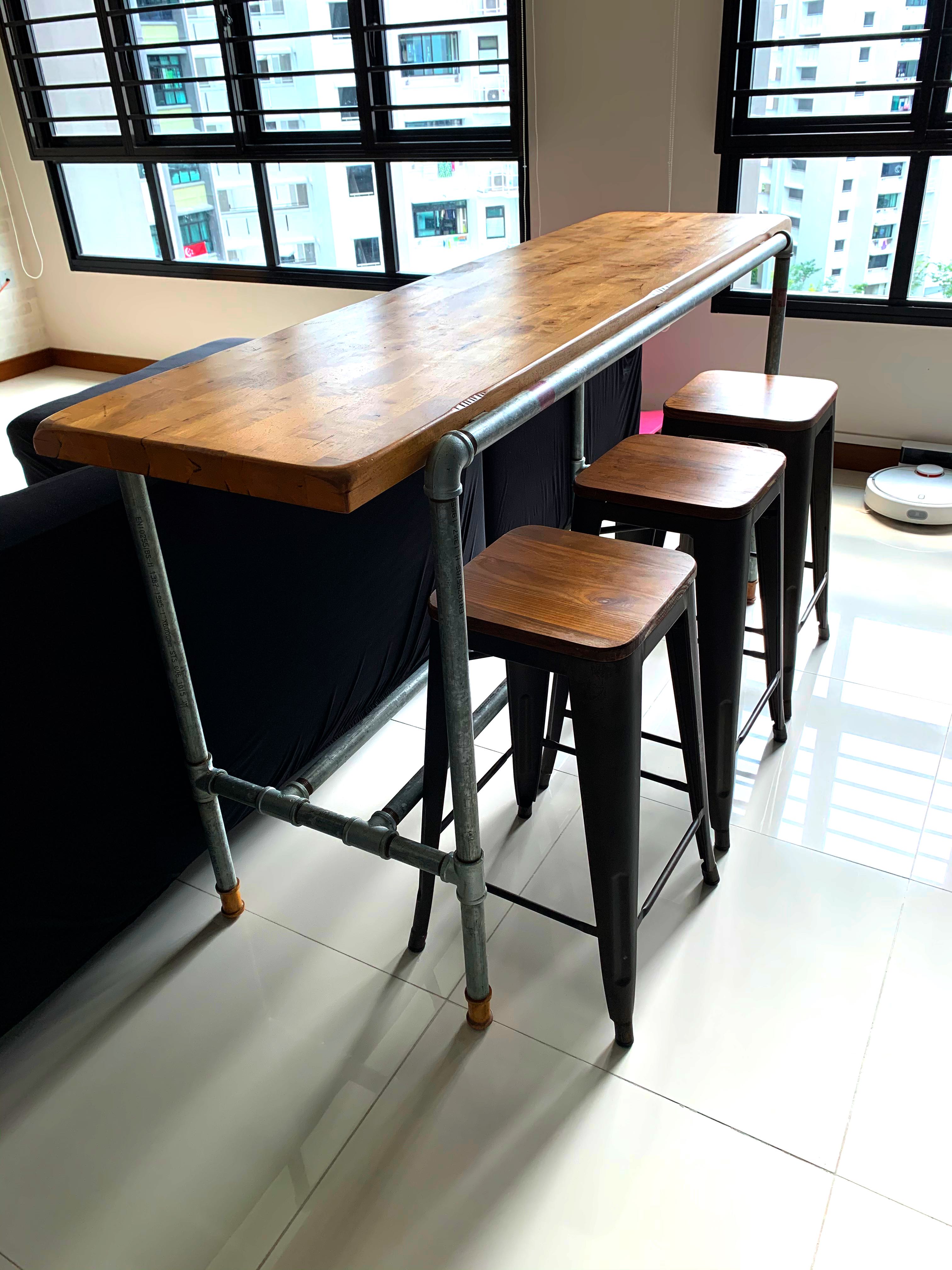 Bar table top industrial/ cafe style butcher block wood, Furniture & Home Living, Furniture