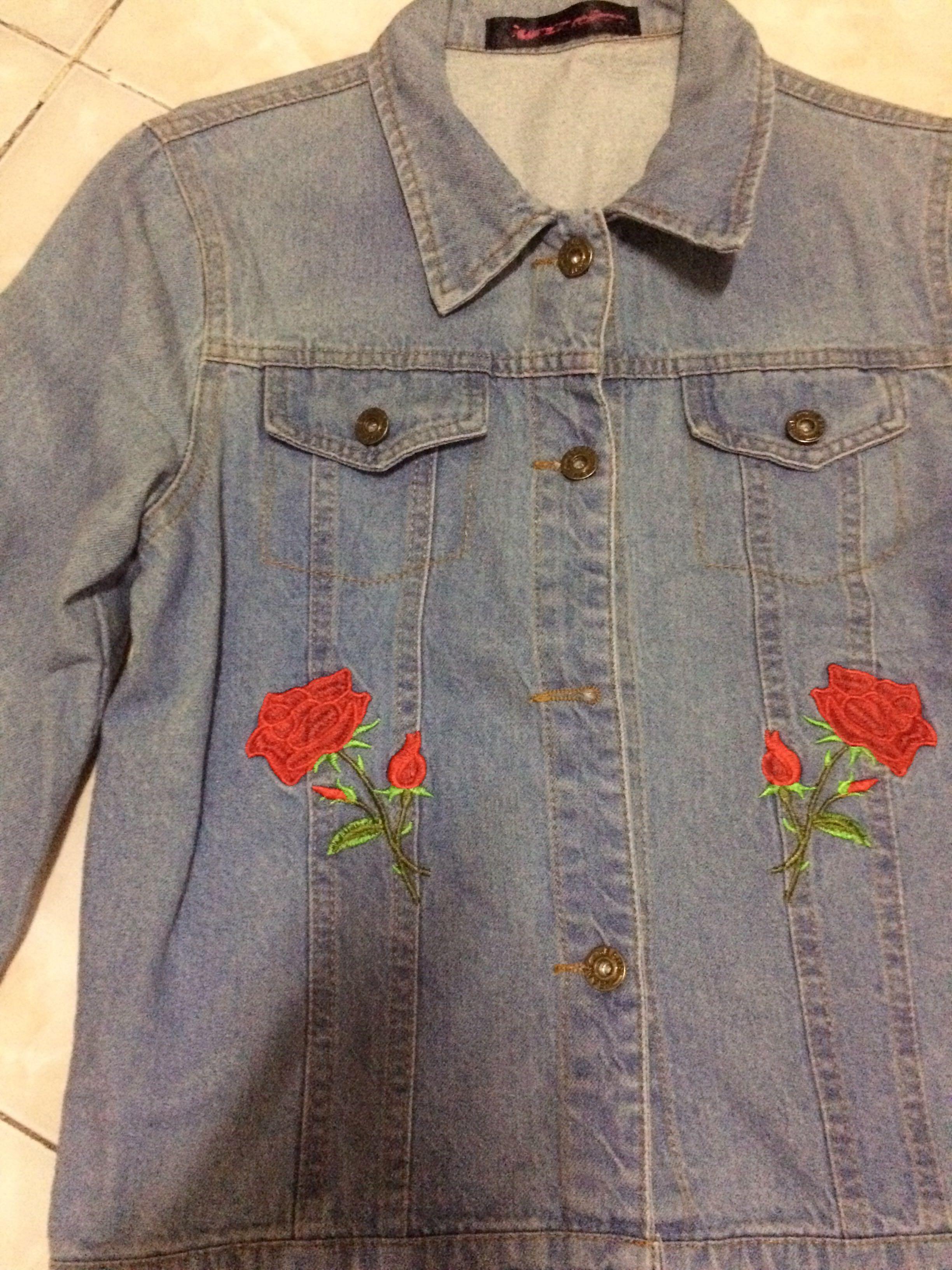 girls red denim jacket