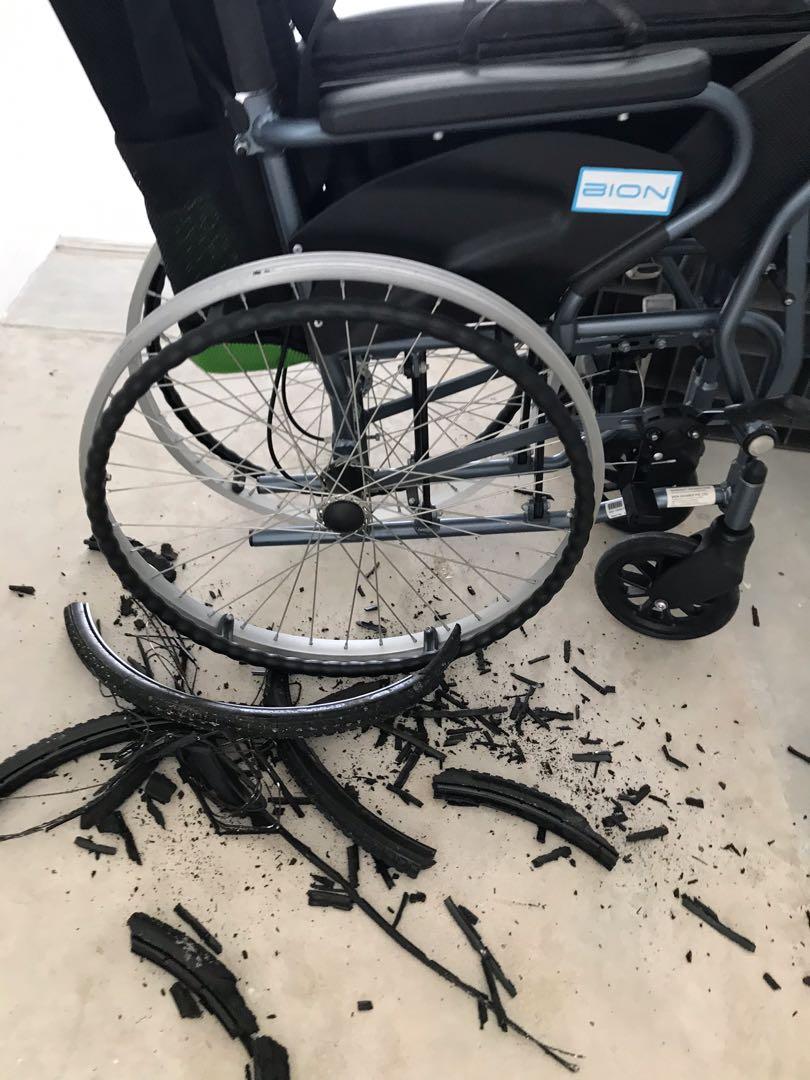 Donation of unwanted wheelchair to us with broken tyre tire wheel or