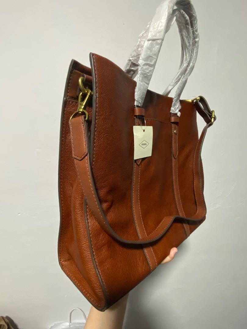 fossil kingston tote medium brown