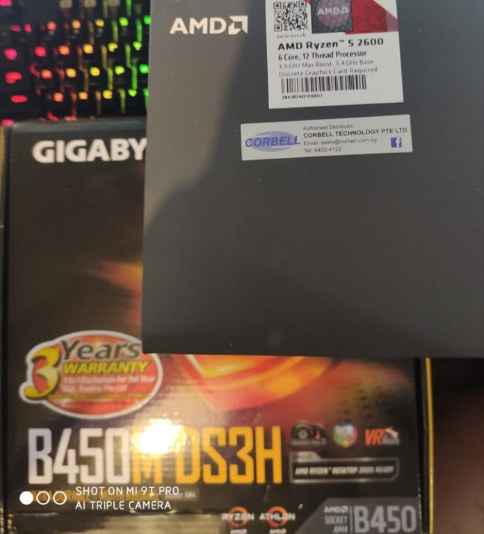 Gigabyte b450m ds3h ryzen 5 2600 sale