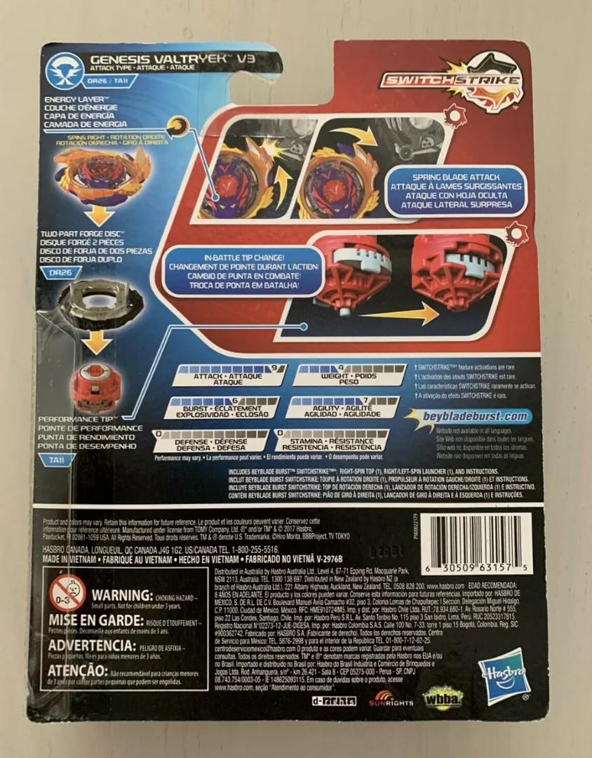 3 Toupies Beyblade Hasbro F3342 Burst Evolution Trio Genesis Valtryek V3, Sword Valtryek V5 Et