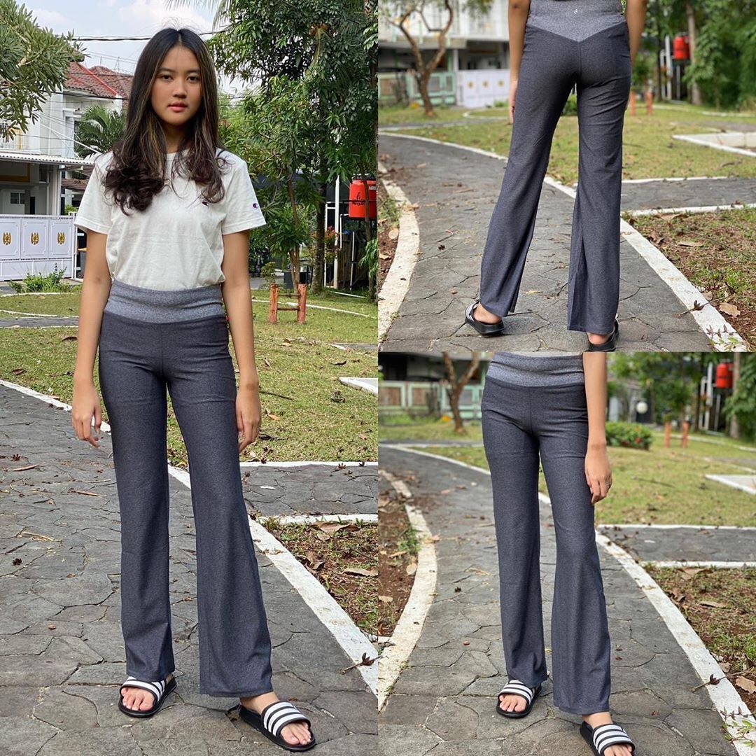 H\u0026M SPORT FLARE PANTS - CHARCOAL 