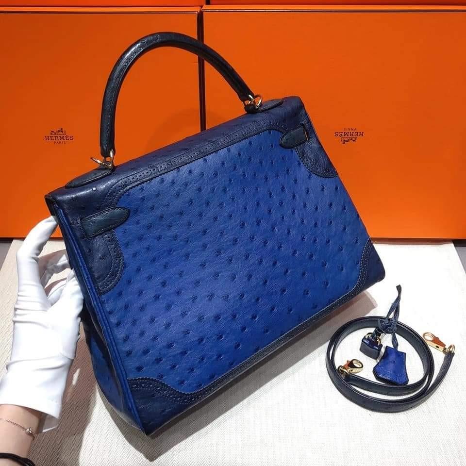 Kelly 32 Ostrich Vert Anis GHW, Luxury, Bags & Wallets on Carousell