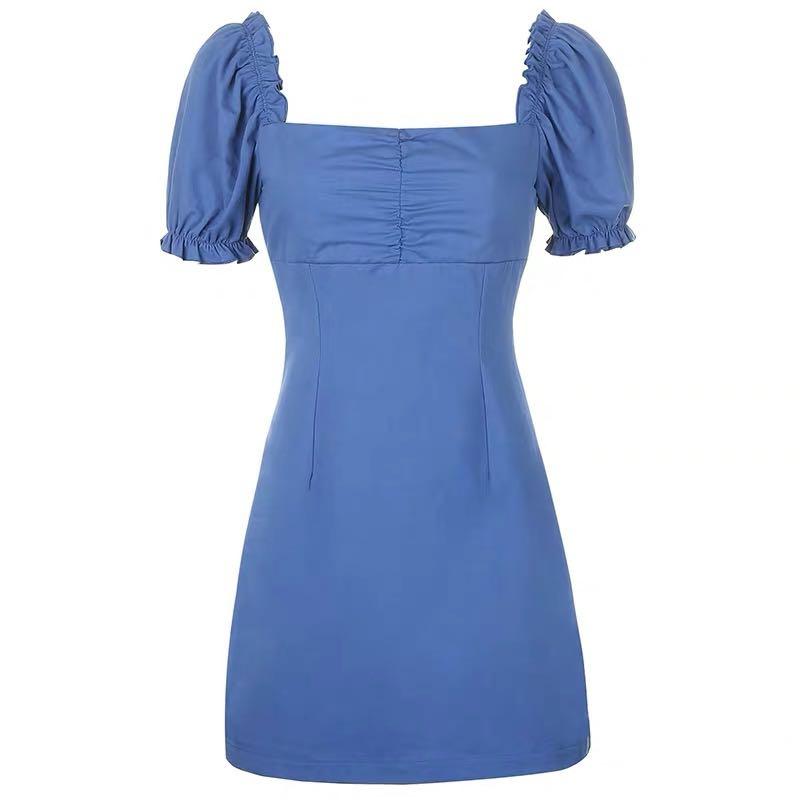 Korean Blue back ribbon Dress / korean A line dress / ulzzang denim