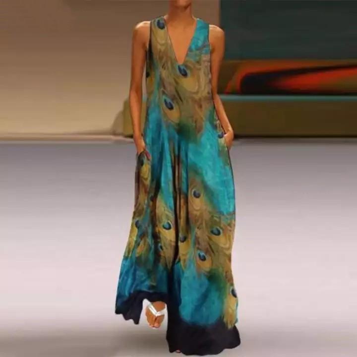 peacock maxi dress