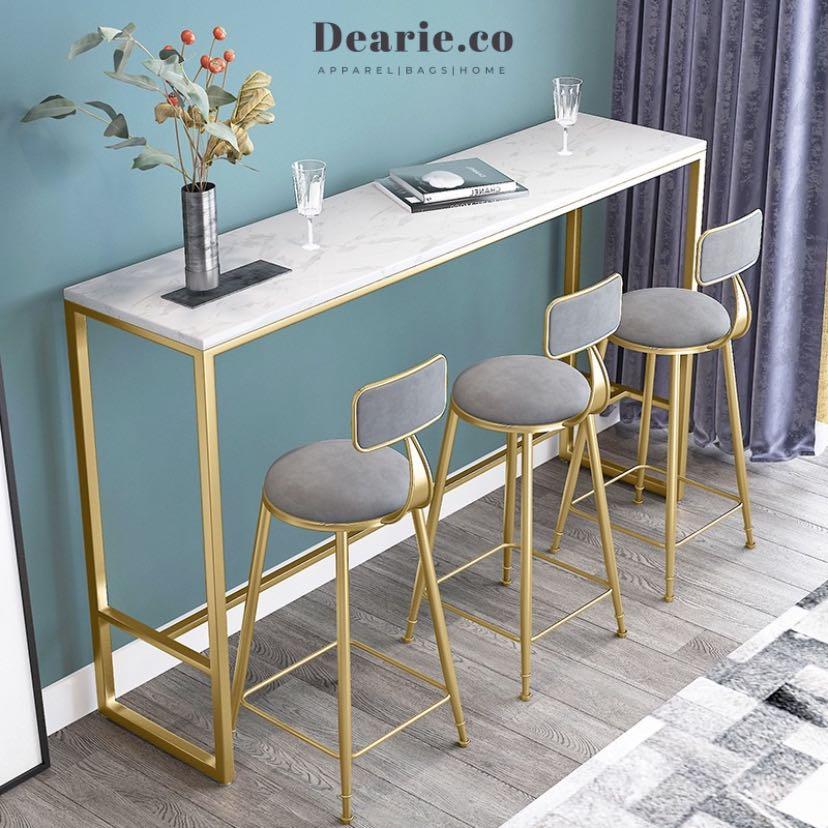 Marble High Bar Table High bar Stools Chair Hari Raya Furniture