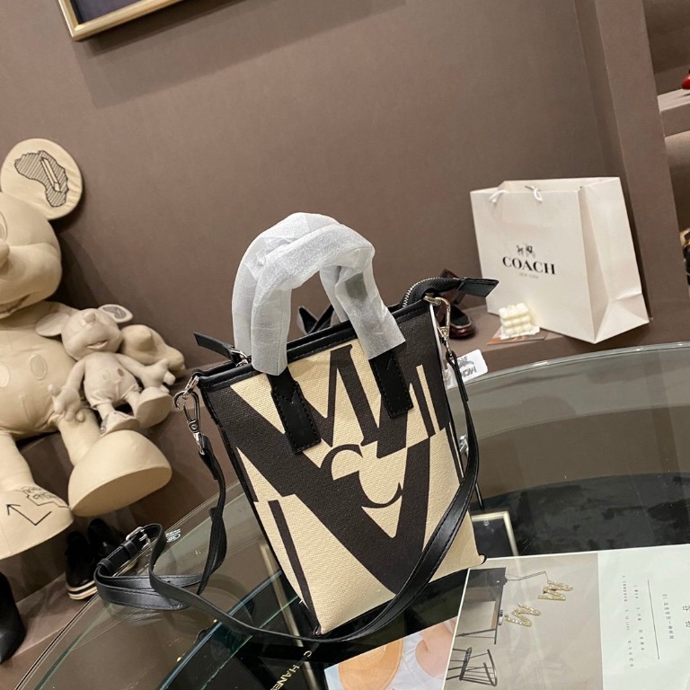 Mcm logo glitch mini canvas shopper new arrivals