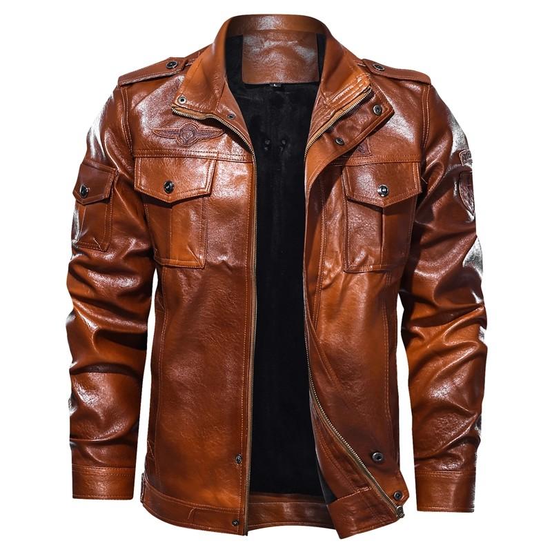 Men pu leather jacket black greenish brown jacket