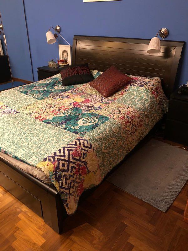 >Queen Bed Frame With Storage And Mattress Furniture Beds Mattresses On Carousell