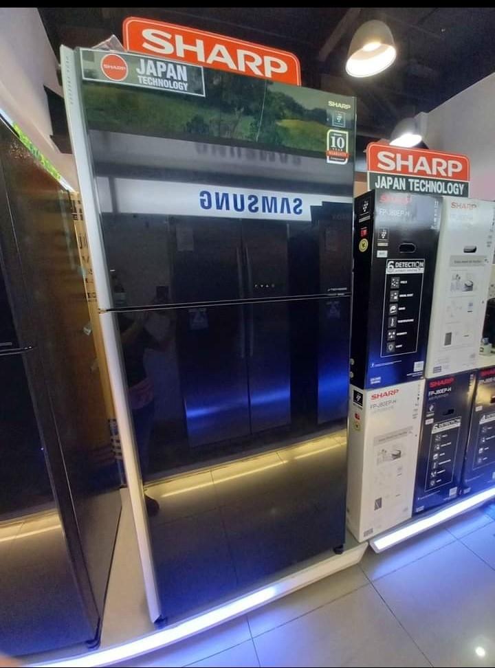 Sharp ref two door no frost (Category: Refrigerators and Freezers) located in Quezon City. Submitted by daligcon19 (Listing ID 1034348167, Image 2). Description: SHARP REF TWO DOOR NO FROST INVERTER‼ Model: SJ-FTG21BVP-BK 21CUFT Srp 53,998 Cash 38,800 Model: SJ-FTG18BVP-BK 18CUFT Srp 43,998 Cash 32,900 Model: SJ-FTG15BVP-BK 15CUFT Srp 35,498 Cash 26,500 Specs: Inverter No frost Plastmacluster ion technology Nano Deodorizer Tempered glass door des