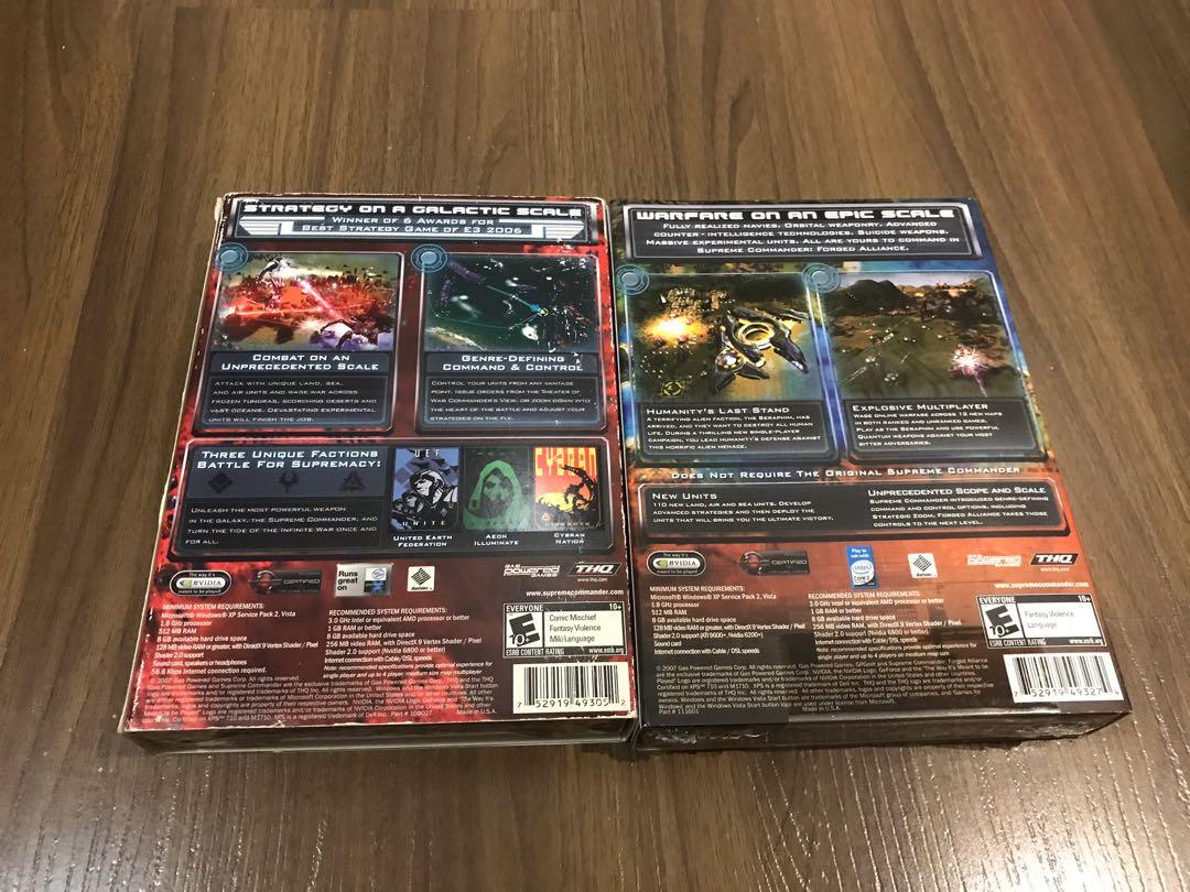 Supreme Commander 1, Forged Alliance Expansion bundle pc video game (Category: PlayStation) located in Manila. Submitted by hugomanik (Listing ID 1034393517, Image 3). Description: Supreme Commander 1 Supreme Commander Forged Alliance expansion Strategy PC Both brand new sealed.