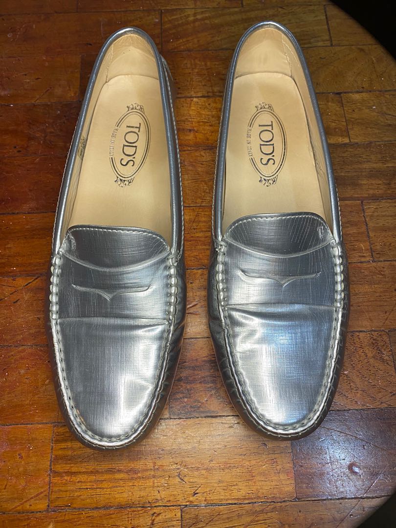 silver driving shoes
