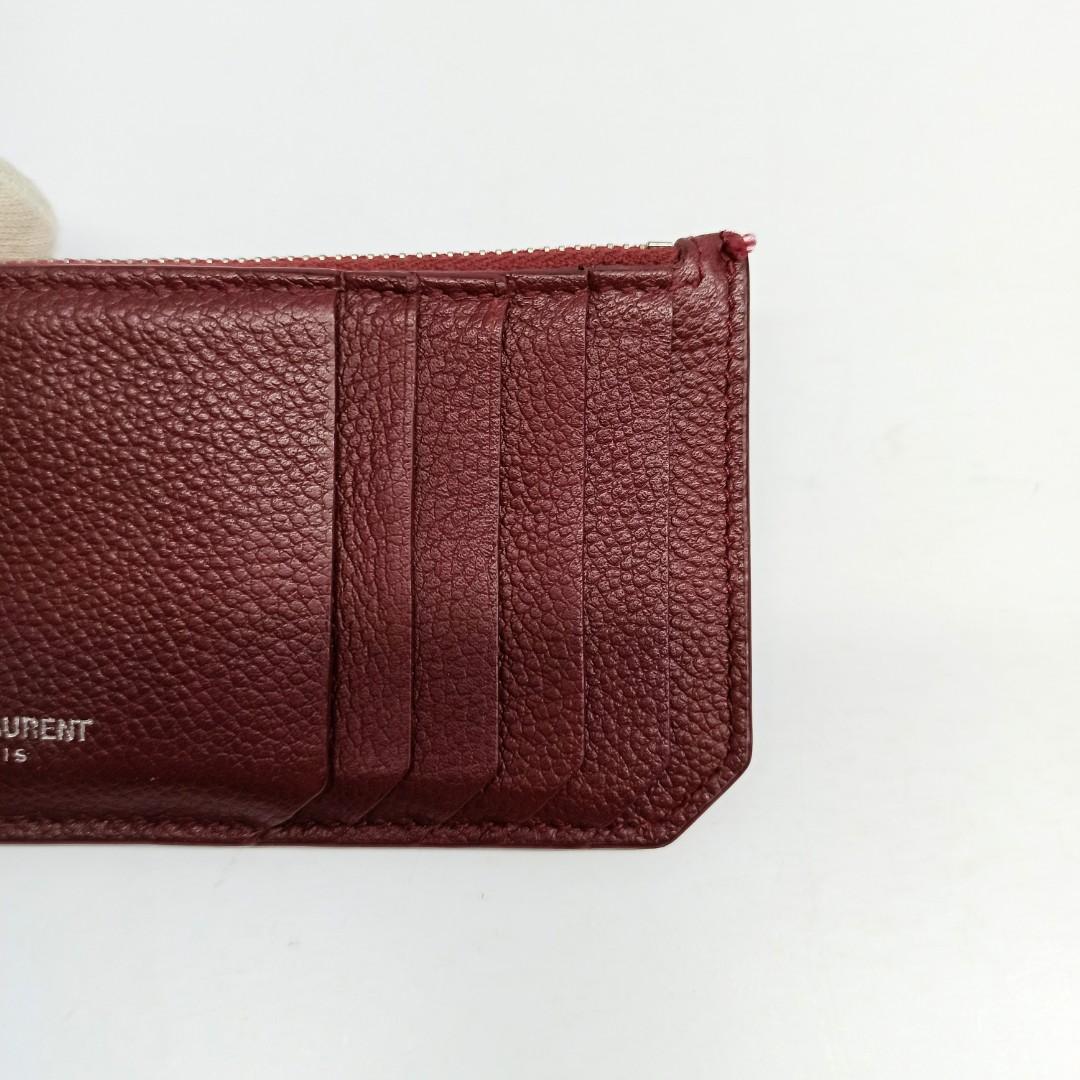 YSL 458583 Dark Red Card Holder 207008116 , Women's Fashion, Bags