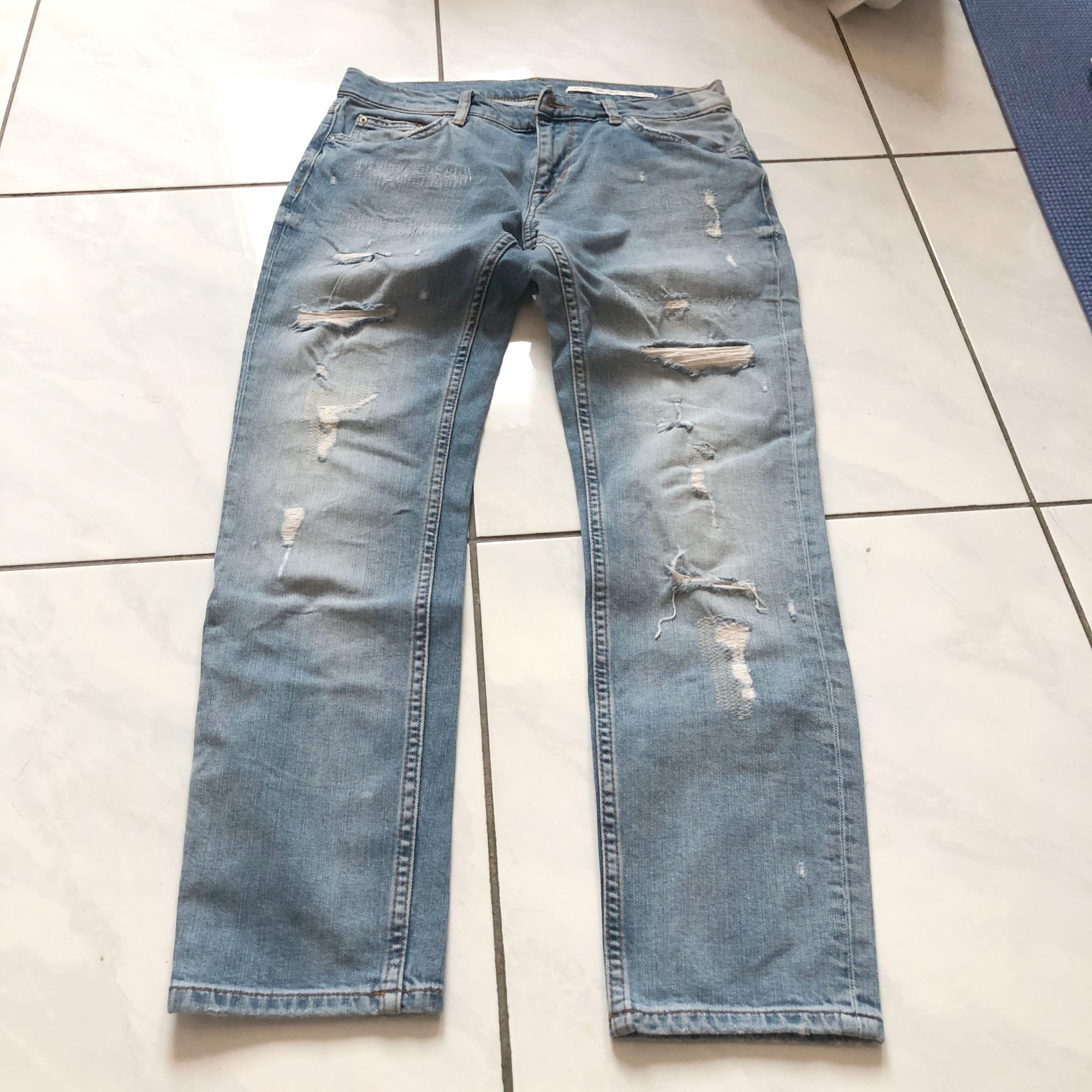 Zara denim jeans rebel, Fesyen Wanita, Pakaian Wanita, Bawahan di Carousell