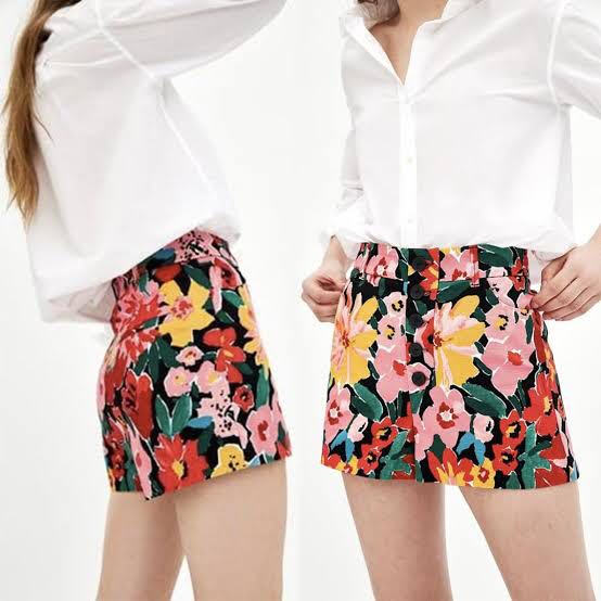 zara floral shorts