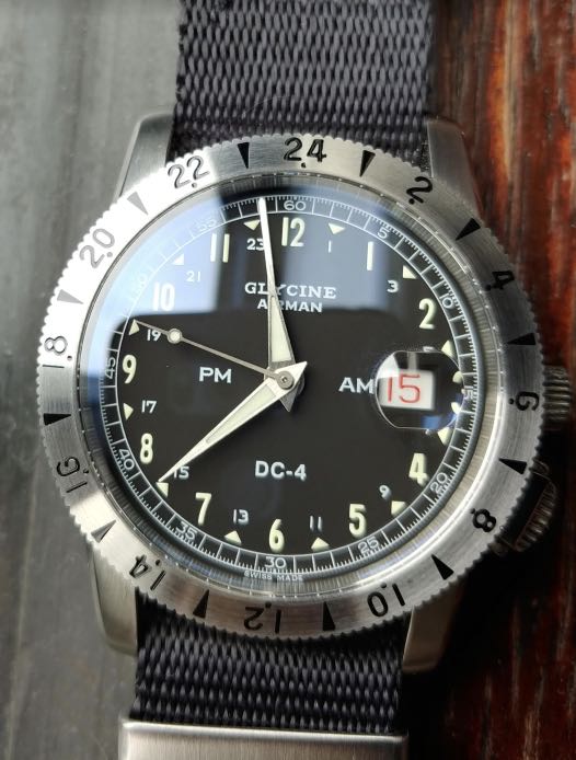 Military 42mm Glycine Airman DC 4 GMT Black GL0071 men automatic