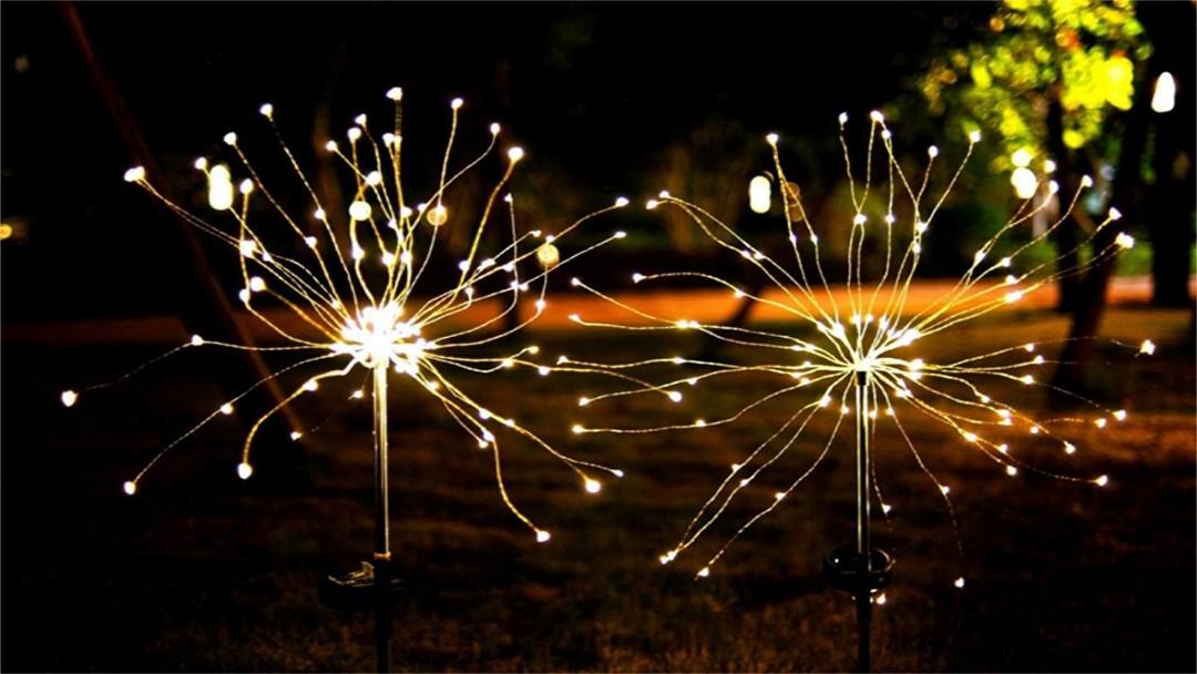 Anordsem Solar Garden Lights Outdoor Decor Lights Diy Dimmable Warm White Tree Shape Solar Firework Lights Stake Lights Auto On Off For Garden Pathway Landscape Halloween 2 Pack Gardening Gardening Tools Ornaments
