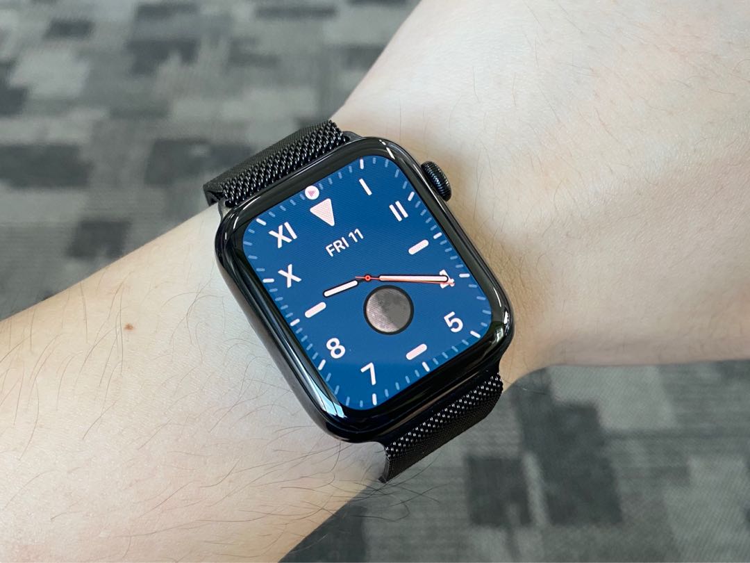 Apple Watch Series 5 44mm GPS + Cellular Space Black Stainless Steel with  Milanese Loop, Luxury, Watches on Carousell