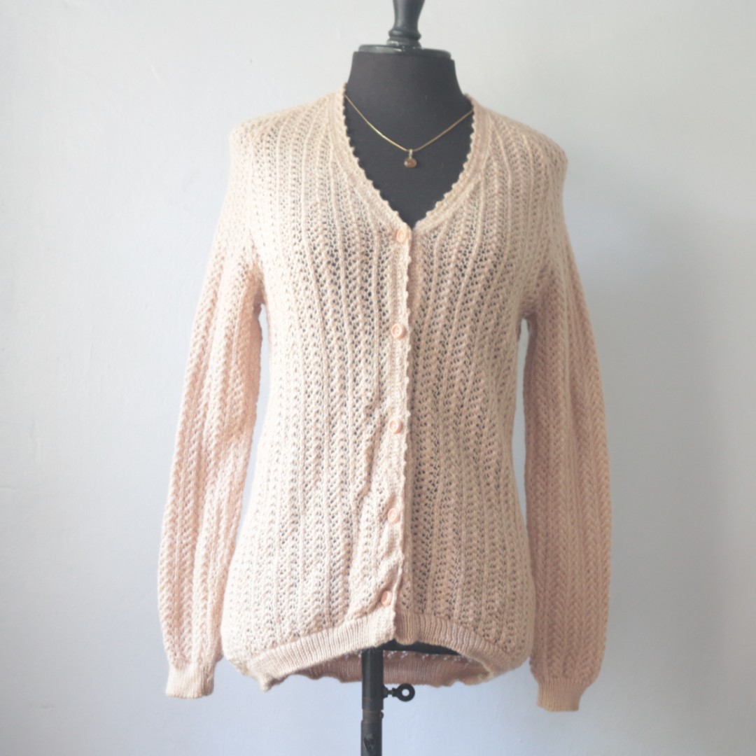beige crochet cardigan