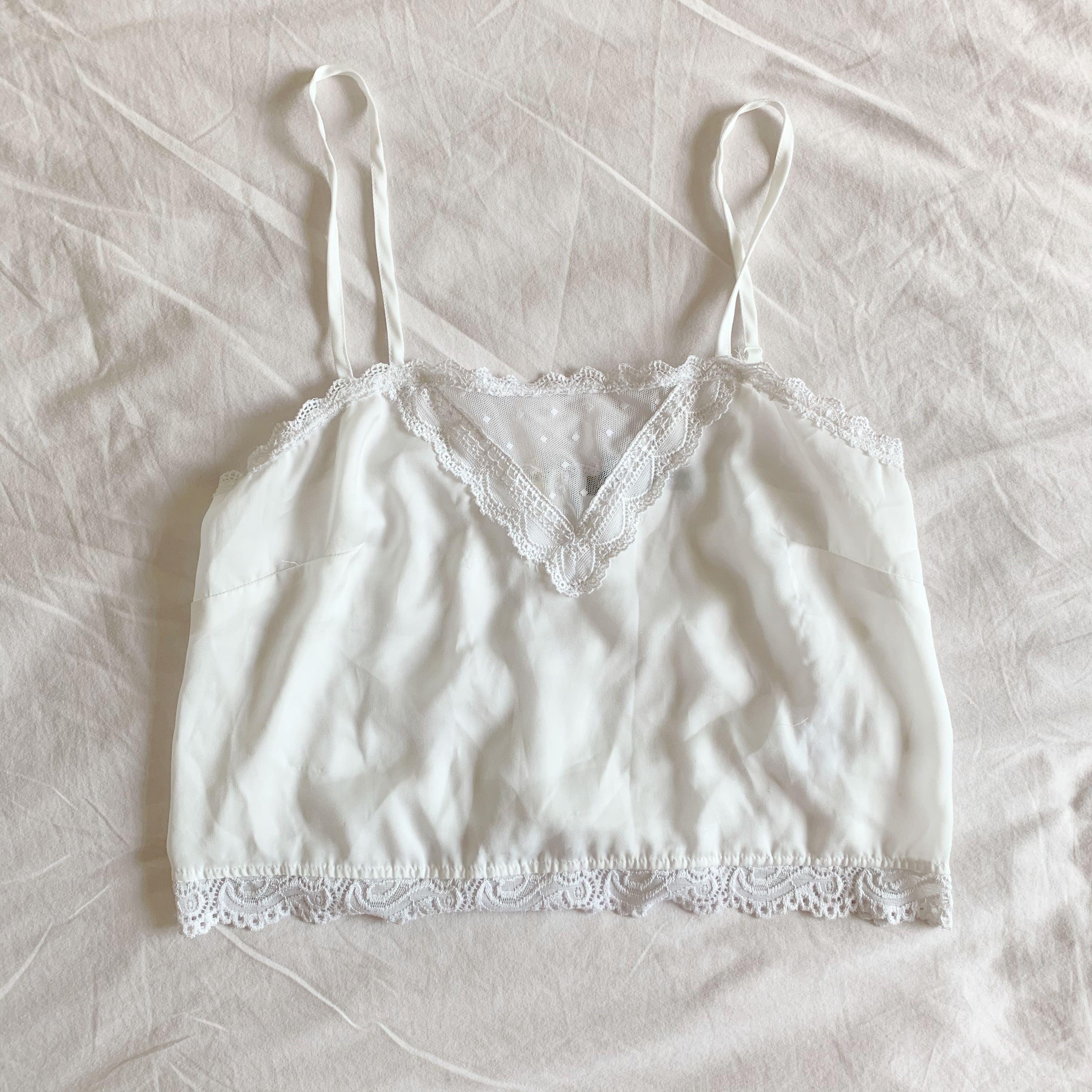 white lace satin cami