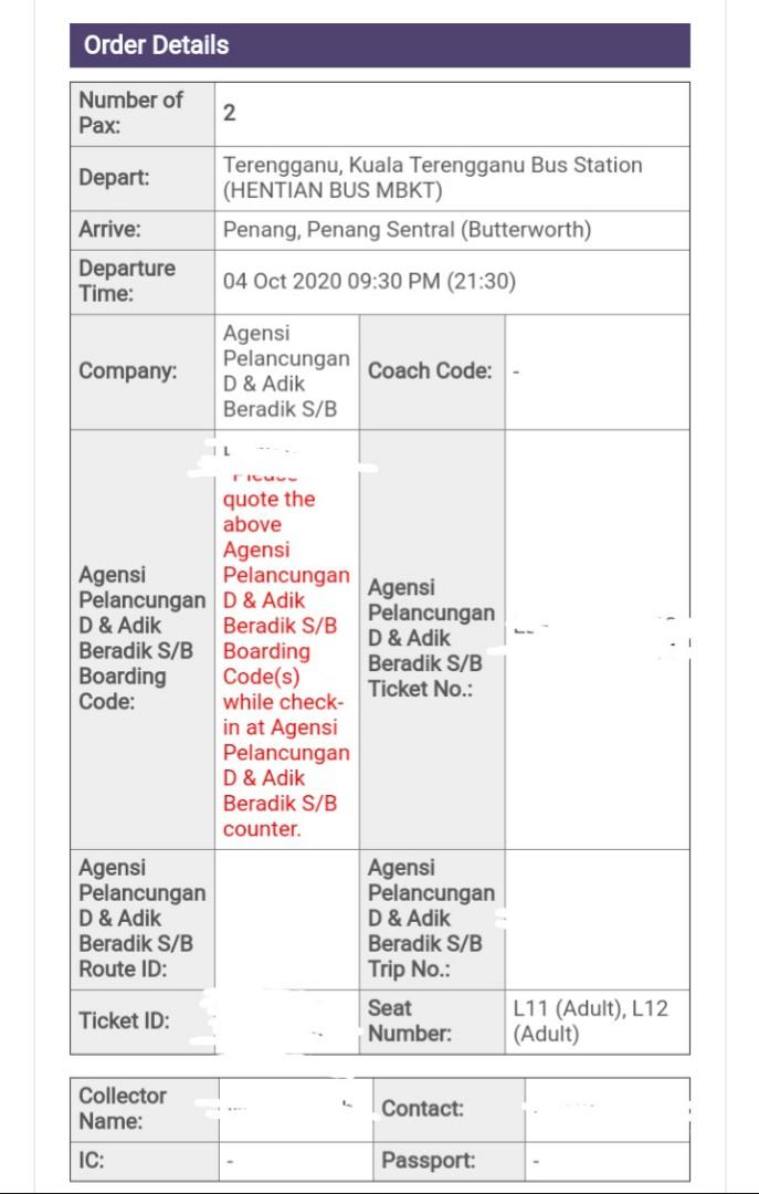 Bus Ticket From Terengganu To Penang Tickets Vouchers Attractions Tickets On Carousell