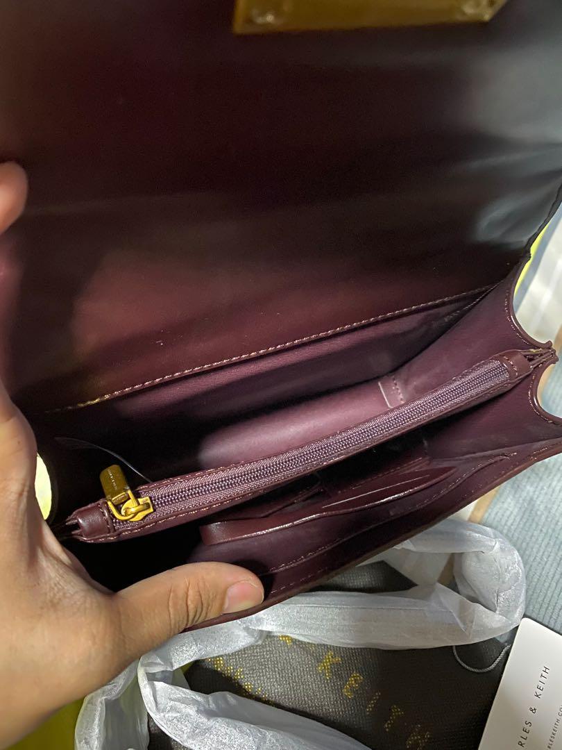 Charles and keith outlet maroon sling bag