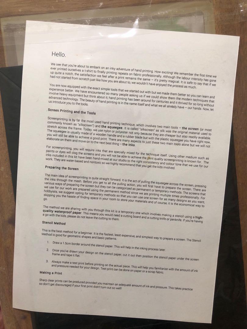 Fictive Fingers Screen Printing Kit, Furniture & Home Living, Home