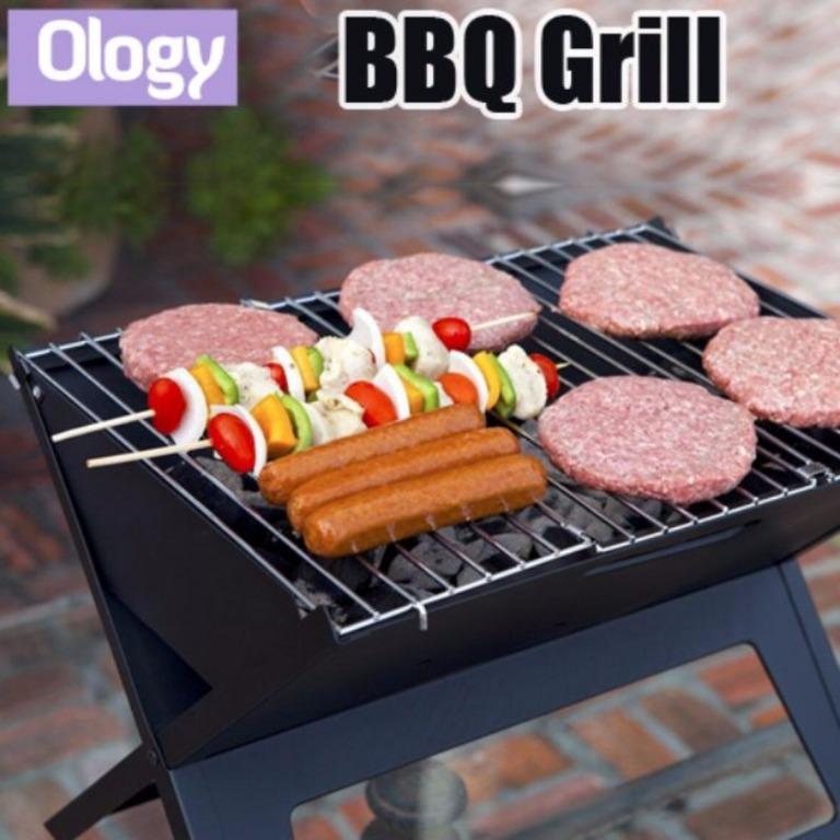 Foldable Mini BBQ Grill Include Charcoal plate Portable Balcony Outdoor ...