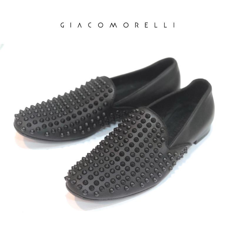 black studded mens loafers