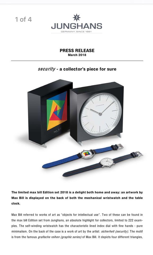 Junghans Max Bill Edition 2018 Limited Edition