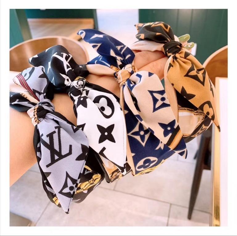 In-Stock Korean Hair Band (Satin Material LV Monogram Print Bow)