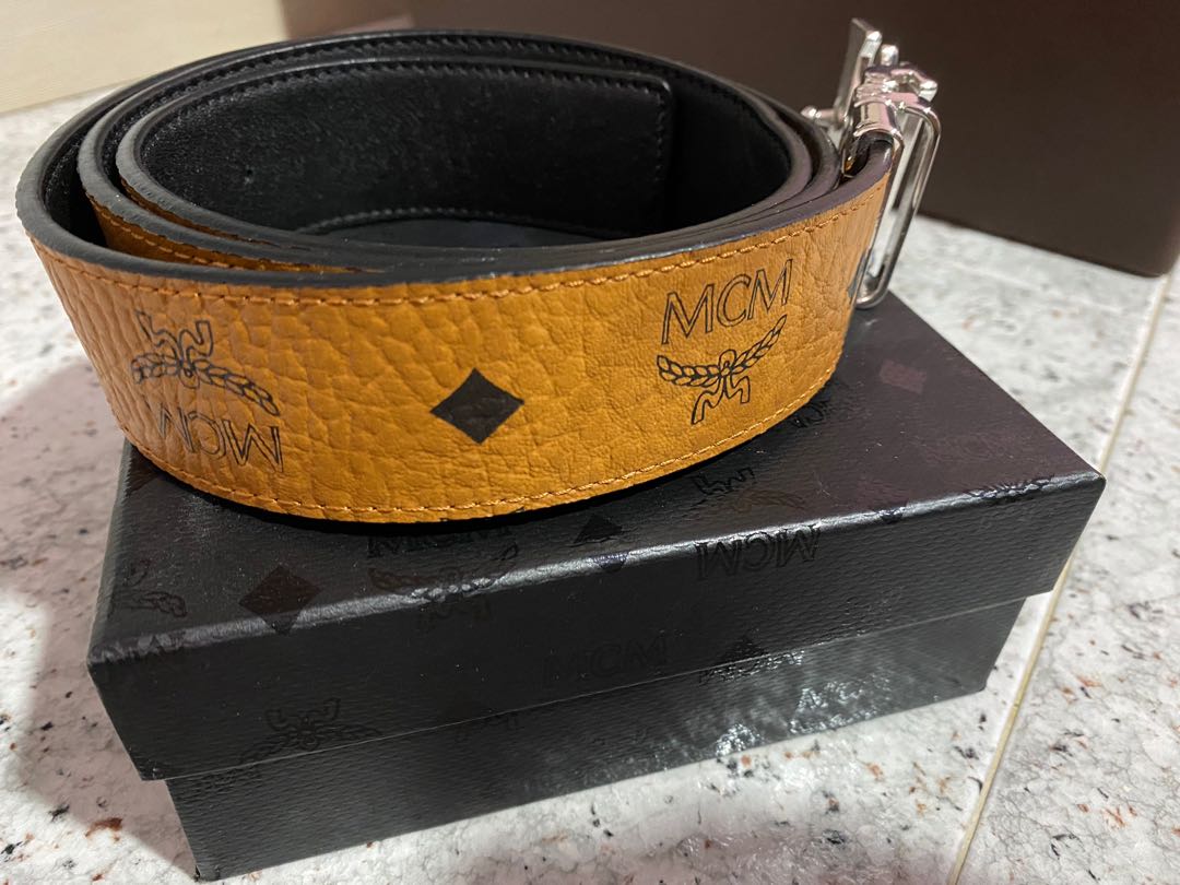 orange mcm belt