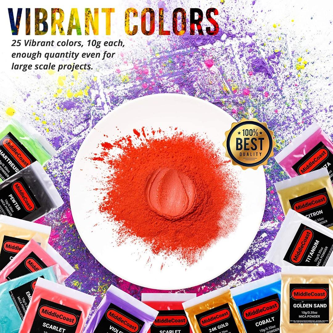 Mica Powder, MiddleCoast Pigment Powder, 25 Colours, 250G/8.82OZ, Resin