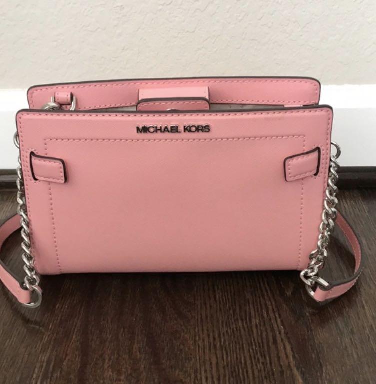 Michael+Kors+Rayne+Small+Leather+Crossbody+in+Carnation+Pink+