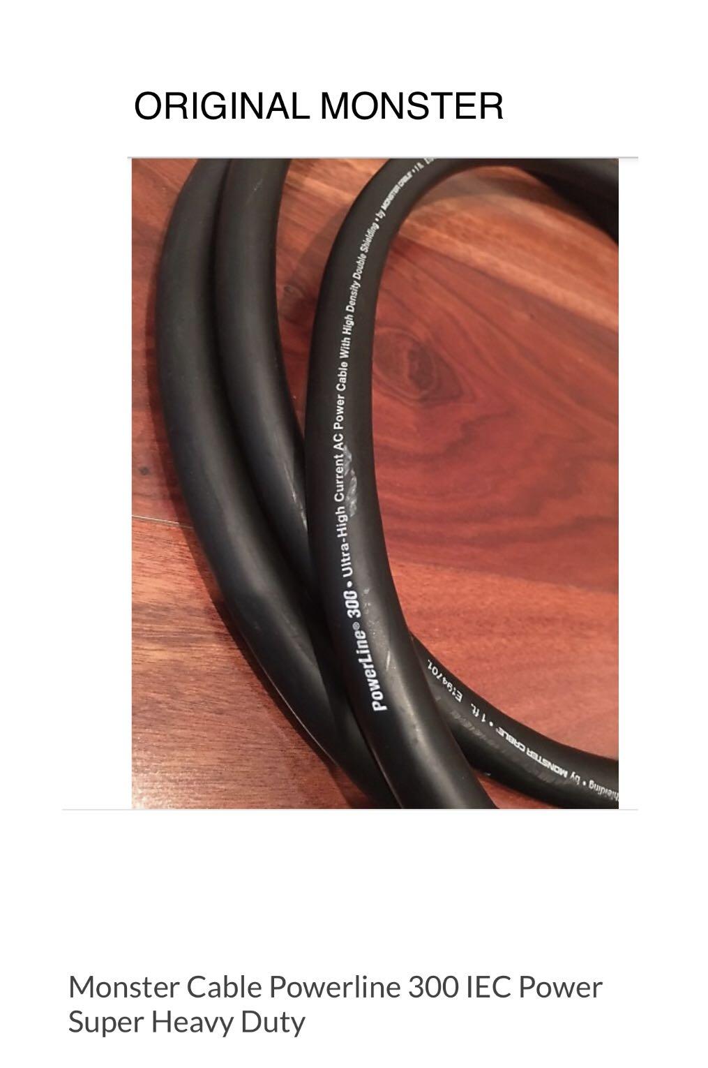 Monster powerline 300 / AC POWER CABLE (Category: Portable Audio Accessories) located in Makati City. Submitted by sounddimension.475 (Listing ID 1034642197, Image 1). Description: Brand: Monster Cable Type: Power Cable / 3 Conductors Model: POWERLINE 300 Features: Ultra high Current AC Cable, High density double shielding, 12AWG X 3C, RFI REJECTION. ORIGINAL ITEM FROM MONSTER CABLE/ PRICE: P 1,500 Per Meter BRAND NEW EXCELLENT POWER CABLE FOR AU
